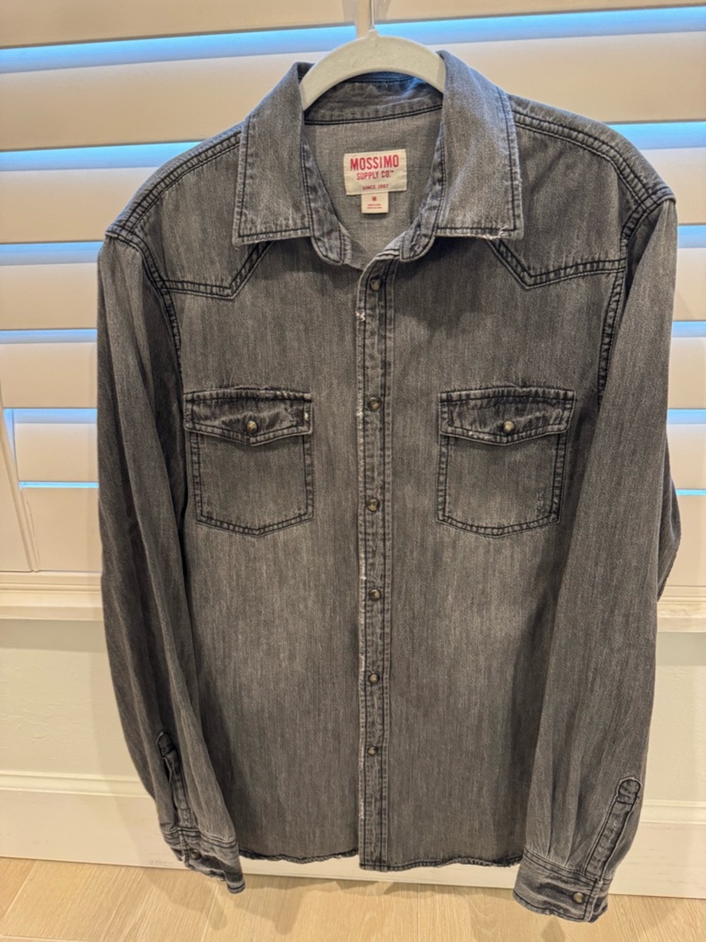 Mossimo Supply Co. Gray Chambray Shirt with Red Label
